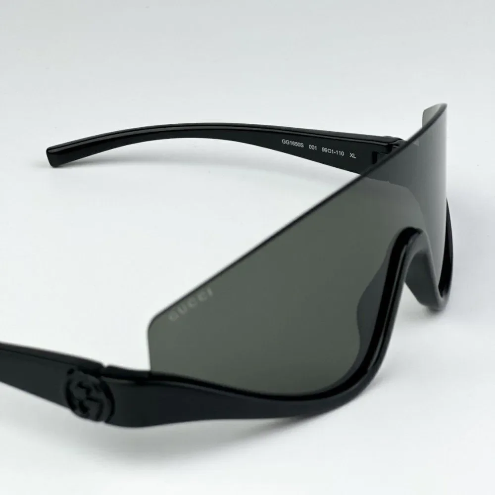NEW Gucci GG1650S 001 Black Grey Unisex Shield Mask Sunglasses GG 1650S